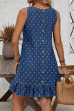 Polka Dot Sleeveless Denim Dress