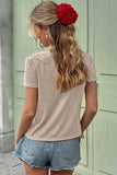 Lace Patched Detail Round Neck Tee in Smoke Gray