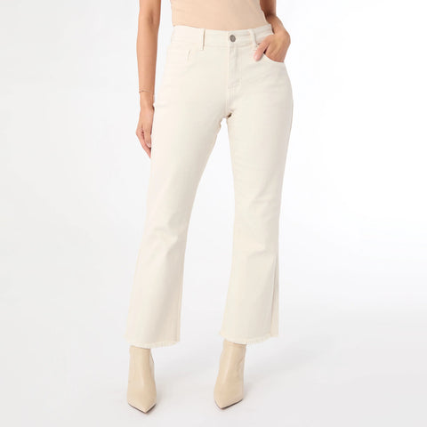 Baby Bootcut with Frayed Ankle Bottom in Feather
