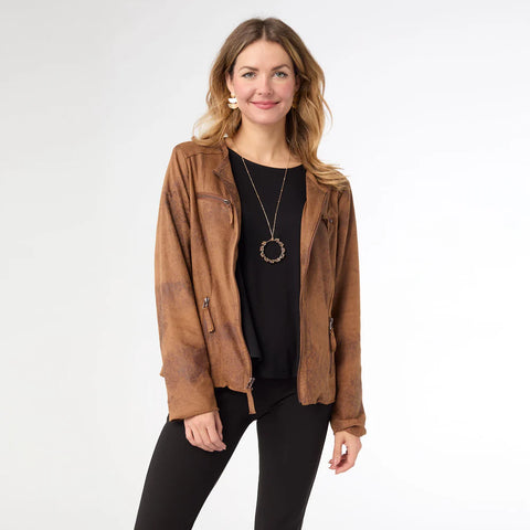 Elway Faux Leather Jacket in Brown