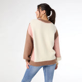 V-Neck Sweater with Contrast Sleeves in Spumoni