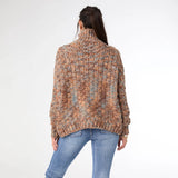 Chunky Loose Knit Sweater in Camel/Blue Sky