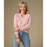 Soft Henley Top with Buttons in Dusty Rose