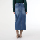 EverStretch Long Denim Skirt with Front Slit