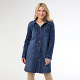 Bambu Soft Button Front Long Denim Shacket
