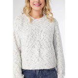 Sparkle Sweater with Front Cable Knit Tree