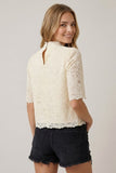 Lace Mock Neck Top in Cream