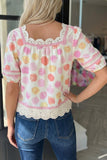 Polka Dot Lace Trim Blouse