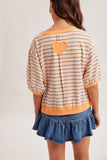Heart Multi Color Stripe Cotton Top