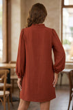 Long Sleeve Shift Dress in Coffee