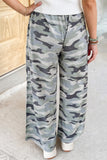 Camo Wide Leg Tie Elastic Waist Casual Pants