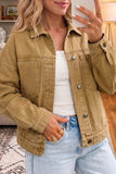 Metal Button Front Long Sleeve Collar Denim Jacket