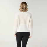 Sequin Stripe Turtleneck Sweater in Winter White