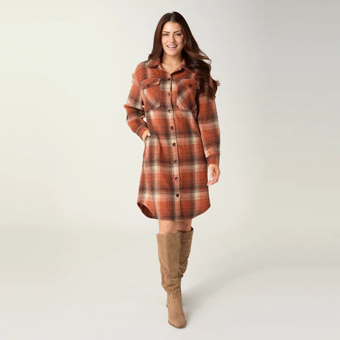 Briella Plaid Button Front Flannel Dress
