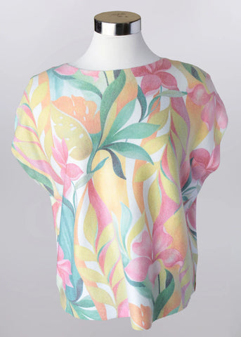 Short Sleeve Pullover Floral Sweater