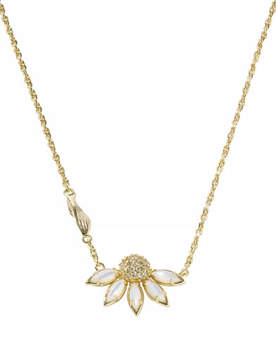 Anya Flower Gold Short Pendant Necklace Ivory Mix