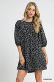 Print Jacquard Mini Dress in Black