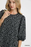 Print Jacquard Mini Dress in Black