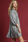 Metallic Babydoll Mini Dress in Silver