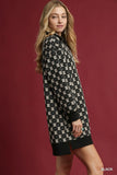 Textured Knit Jacquard Mini Dress in Black