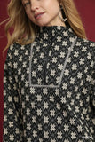 Textured Knit Jacquard Mini Dress in Black