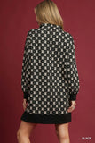 Textured Knit Jacquard Mini Dress in Black