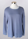 Pullover Top w Side Zippers in Steel Blue