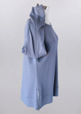 Pullover Top w Side Zippers in Steel Blue