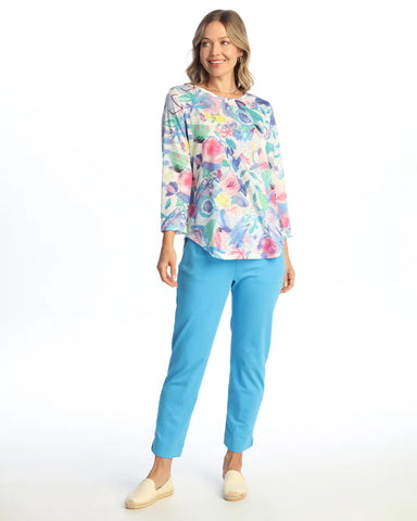 ROUND HEM 3/4 SLEEVE SLUB TOP