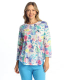 ROUND HEM 3/4 SLEEVE SLUB TOP