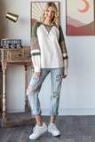 Animal Print Contrast Raglan Long Sleeve Top