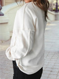 Solid Color Drop Sleeve Pullover Sweatshirt in White