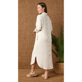 Long Sleeve Dress with Back Button Detail in Natural