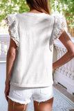 Floral Lace Eyelet Patched Butterfly Sleeve Blouse