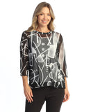 CREPE MESH TOP w 3/4 Sleeves