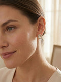 Octavia Crystal Scalloped Stud Earrings in Bright Gold