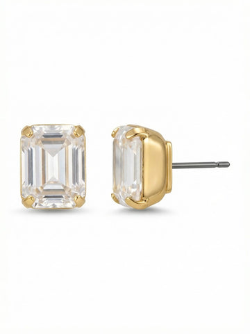 Octavia Crystal Stud Earrings in Bright Gold