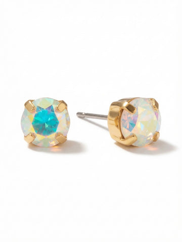 Simple Stud Aurora Borealis Earrings in Bright Gold