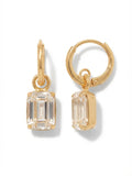 Octavia Crystal Huggie Earrings in Bright Gold