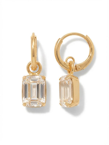 Octavia Crystal Huggie Earrings in Bright Gold