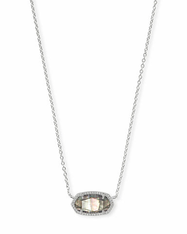 Elisa Silver Pendant Necklace in Black Mother-of-Pearl