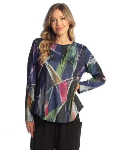 FRENCH BRUSHED ROUND NECK LONG SLEEVE TOP