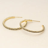 Sparkle & Shine Sm Rhinestone Hoop Earring - Greige/Gold