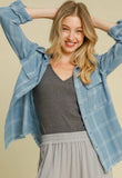 Washed Utility Shirt Jacket in Blue