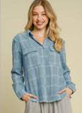 Washed Utility Shirt Jacket in Blue