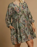 Boho Medallion Print Tiered Dress