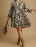 Boho Medallion Print Tiered Dress