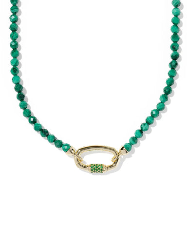 Emery Gold Beaded Strand Necklace Green Malachite