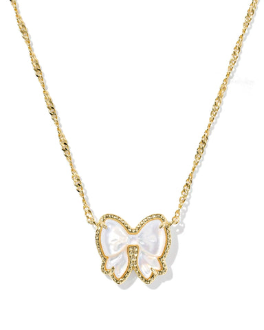 Haley Bow Gold Short Pendant Necklace