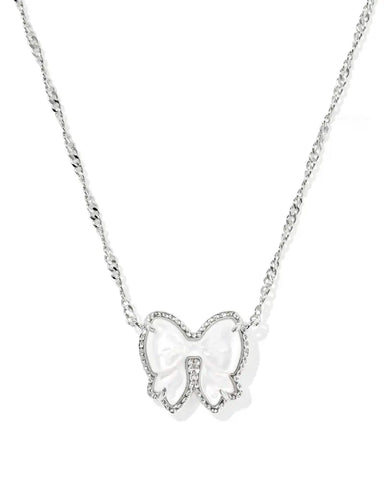 Haley Bow Silver Short Pendant Necklace